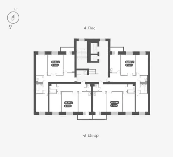 2-к кв. Красноярский край, Красноярск ул. Академгородок, 80 (70.3 м) - Фото 1