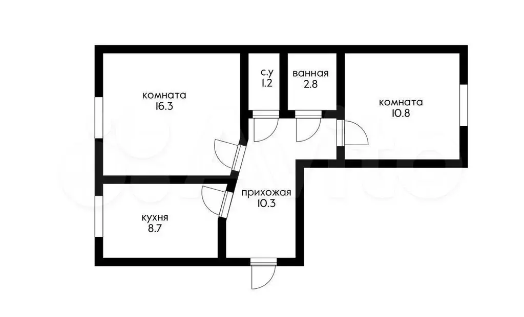 2-к. квартира, 51 м, 1/5 эт. - Фото 0