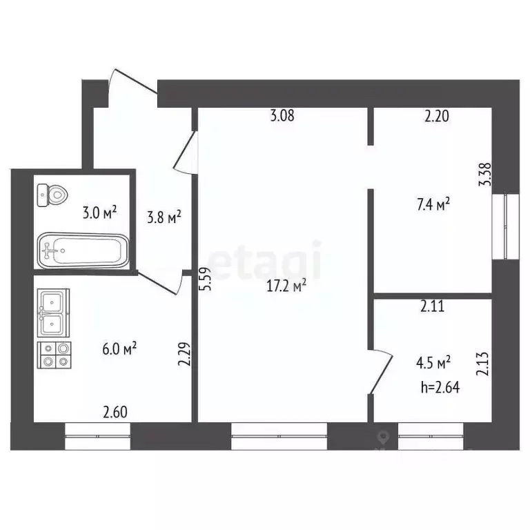 3-к кв. Владимирская область, Ковров ул. Туманова, 2А (41.9 м) - Фото 1