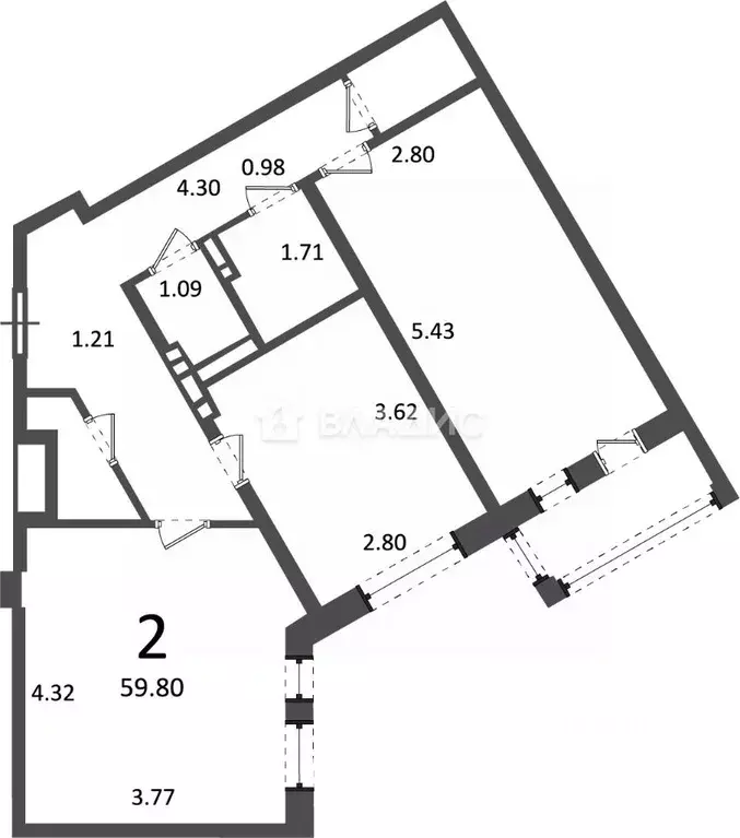 2-к кв. Москва д. Раево, ул. Ирландская, 4к1 (59.8 м) - Фото 1
