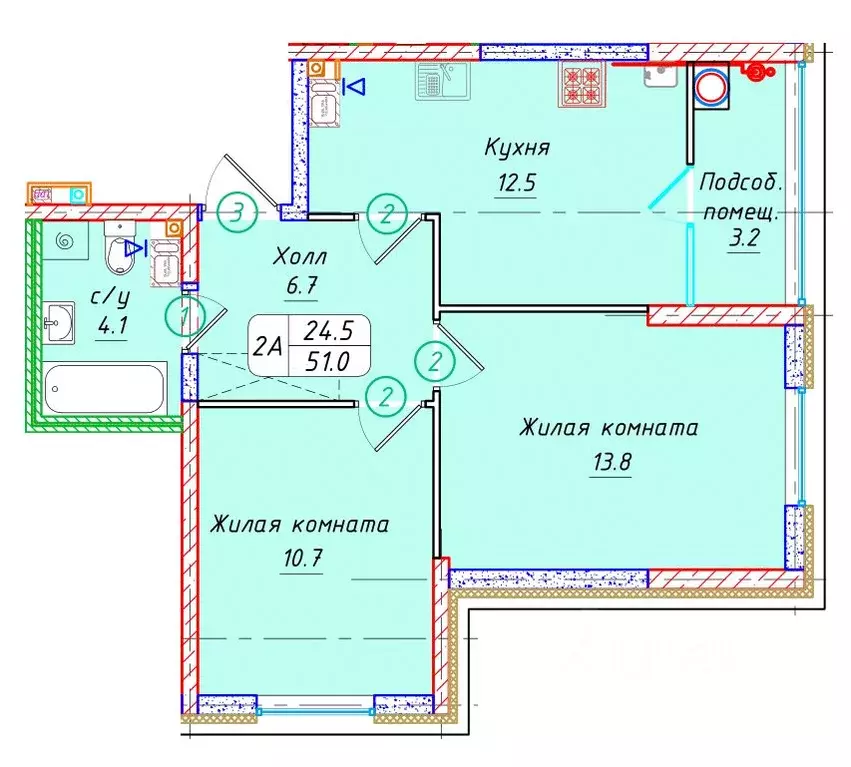 2-к кв. Ставропольский край, Ставрополь № 36 мкр, ЖК Фруктовый сад,  ... - Фото 1