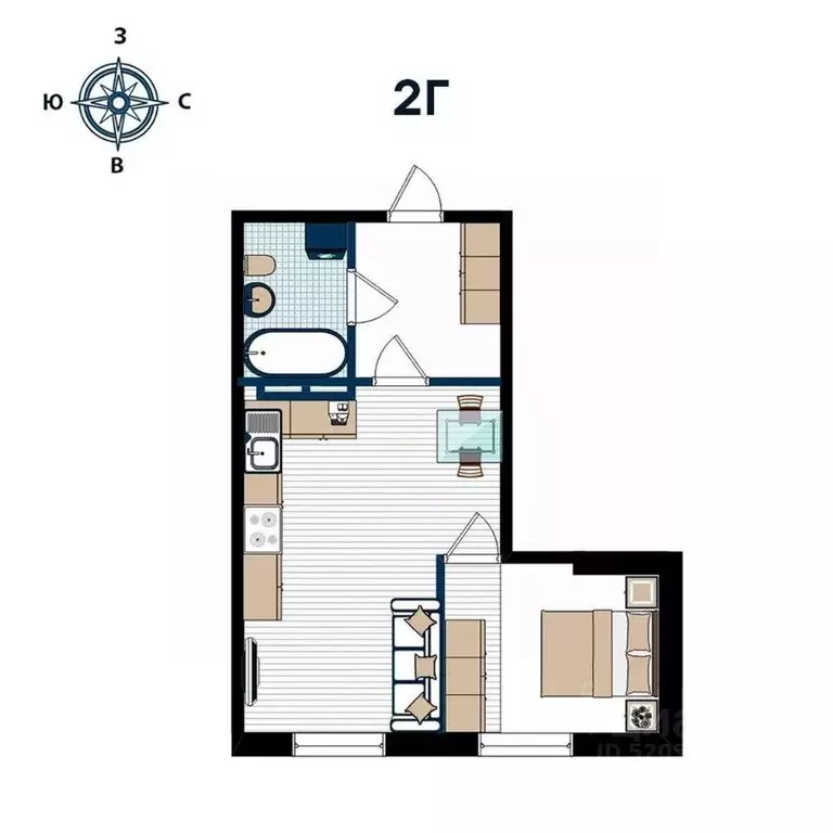 2-к кв. Приморский край, Владивосток ул. 2-я Поселковая (44.39 м) - Фото 1