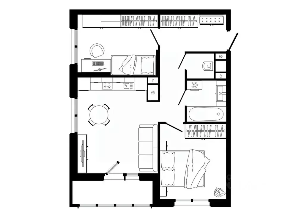 2-к кв. Тульская область, Тула ул. Седова, 26к3 (59.6 м) - Фото 1