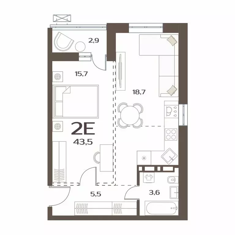 1-комнатная квартира: Владивосток, улица Коммунаров, 15к4 (43.5 м) - Фото 1