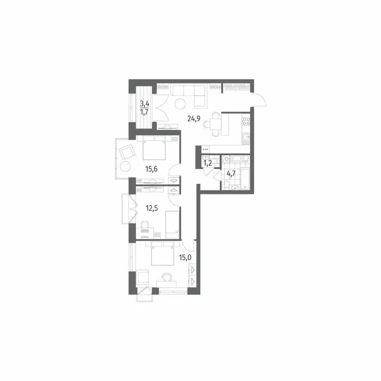 3-комнатная квартира: Санкт-Петербург, улица Академика Константинова, ... - Фото 0