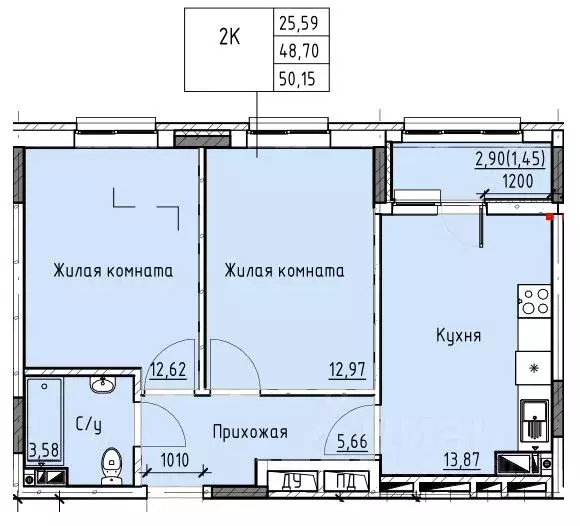 2-к кв. Ростовская область, Батайск ул. Талалихина (50.15 м) - Фото 0