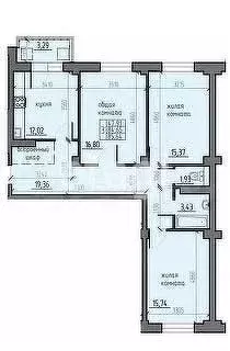 3-к. квартира, 85,7 м, 2/9 эт. - Фото 0