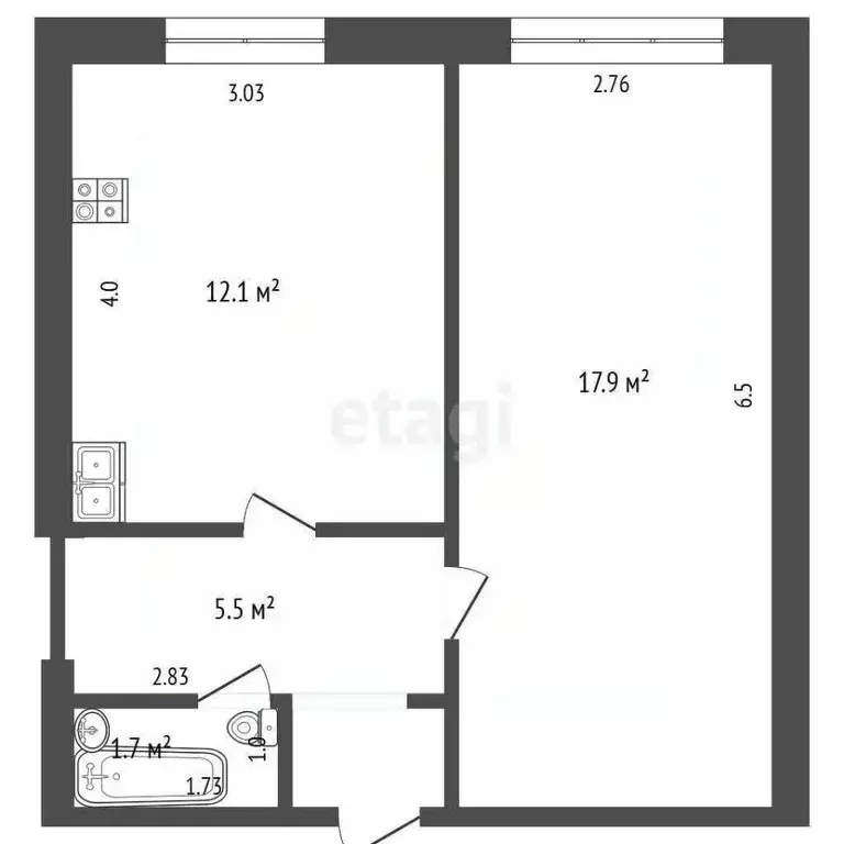1-к кв. Калужская область, Мещовск ул. Мишина, 1 (37.2 м) - Фото 2