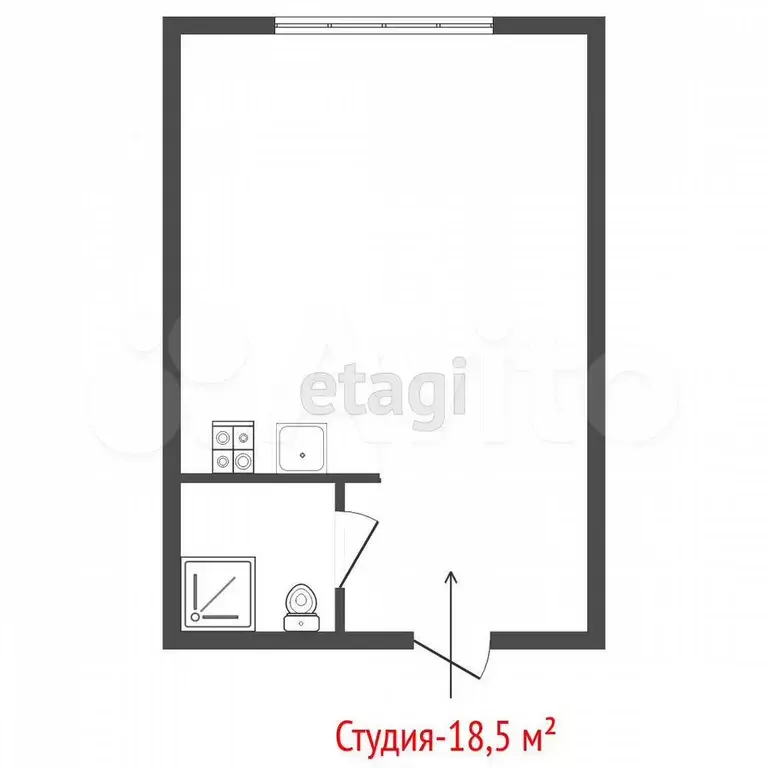 Квартира-студия, 18,3 м, 2/5 эт. - Фото 0