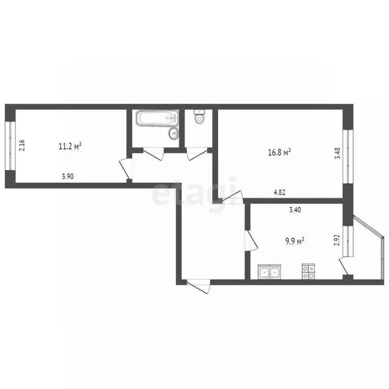 2-к кв. Ханты-Мансийский АО, Лянтор Сургутский район, 6-й мкр, 105 ... - Фото 1