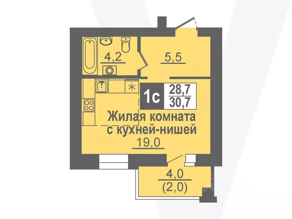 Студия Новосибирская область, Кольцово рп ул. Благовещенская, 2 (30.7 ... - Фото 0