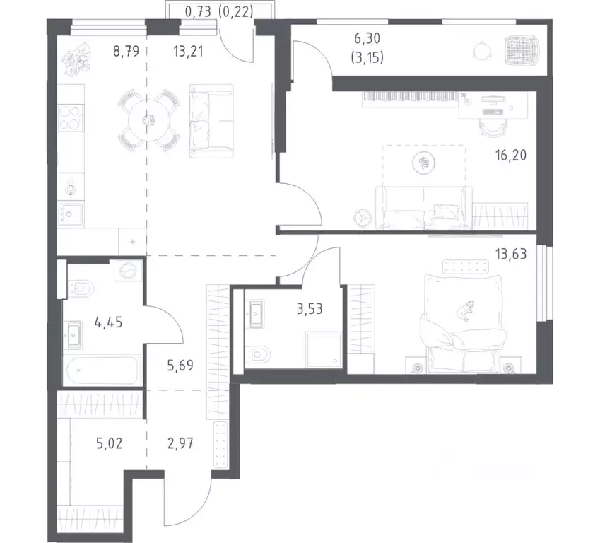 2-к кв. Башкортостан, Уфа ул. Минигали Губайдуллина, 8к9 (76.86 м) - Фото 0