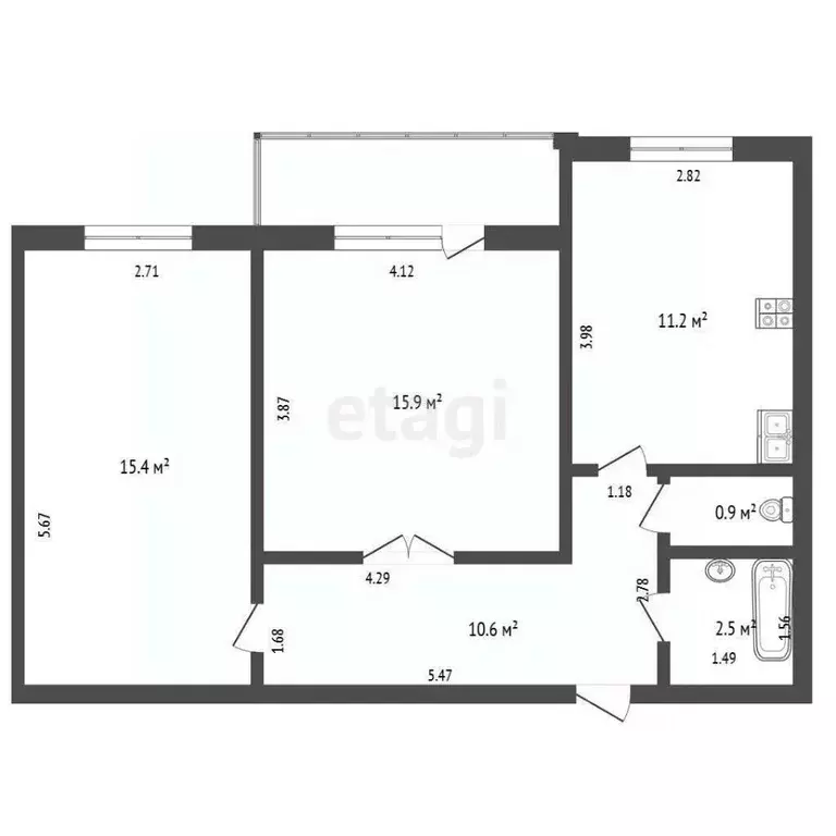 2-к кв. Ямало-Ненецкий АО, Новый Уренгой Строителей мкр, 3 (57.0 м) - Фото 1