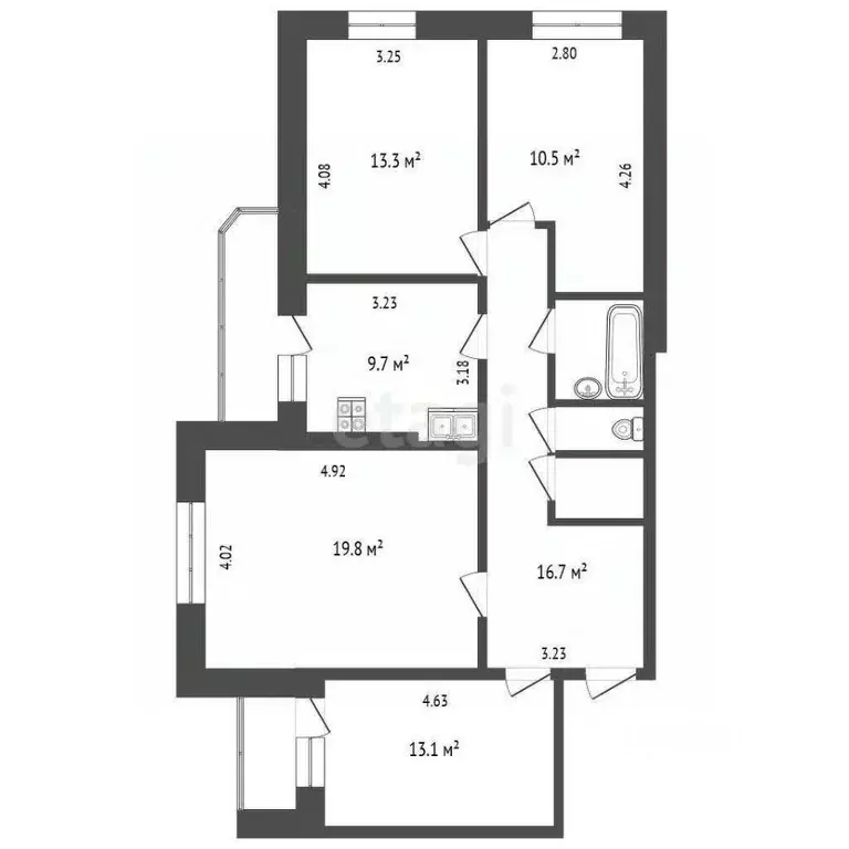 4-к кв. Калужская область, Калуга Турынино мкр, ул. Советская, 105 ... - Фото 2