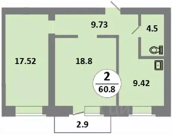 2-к кв. Красноярский край, Красноярск Соколовская ул., 52 (59.2 м) - Фото 0