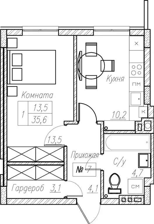 1-к кв. Калининградская область, Пионерский  (35.6 м) - Фото 1