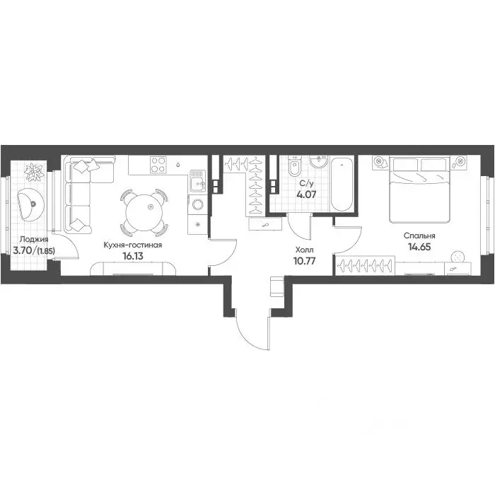 1-к кв. Свердловская область, Екатеринбург бул. Вдохновения, 4 (47.1 ... - Фото 1