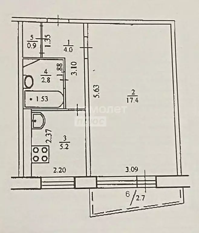 1-к кв. Башкортостан, Уфа ул. Николая Дмитриева, 9 (30.3 м) - Фото 1