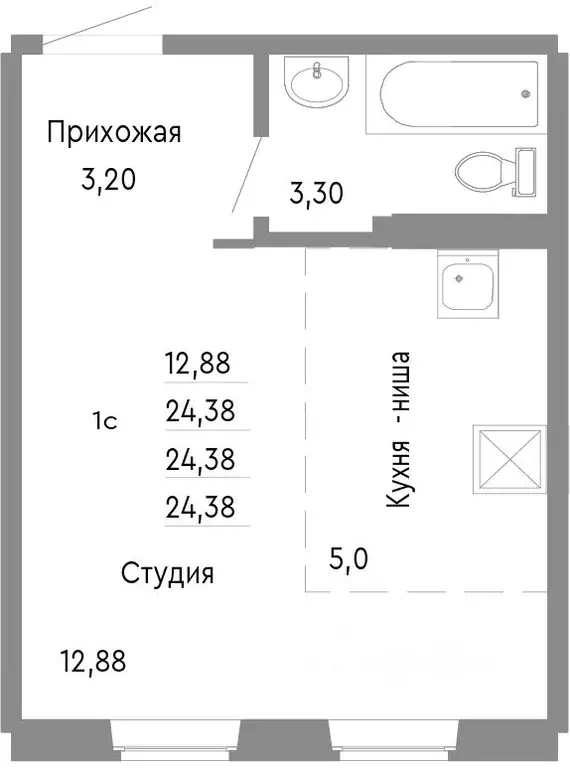 Студия Челябинская область, Челябинск Нефтебазовая ул., 1к2 (24.38 м) - Фото 0