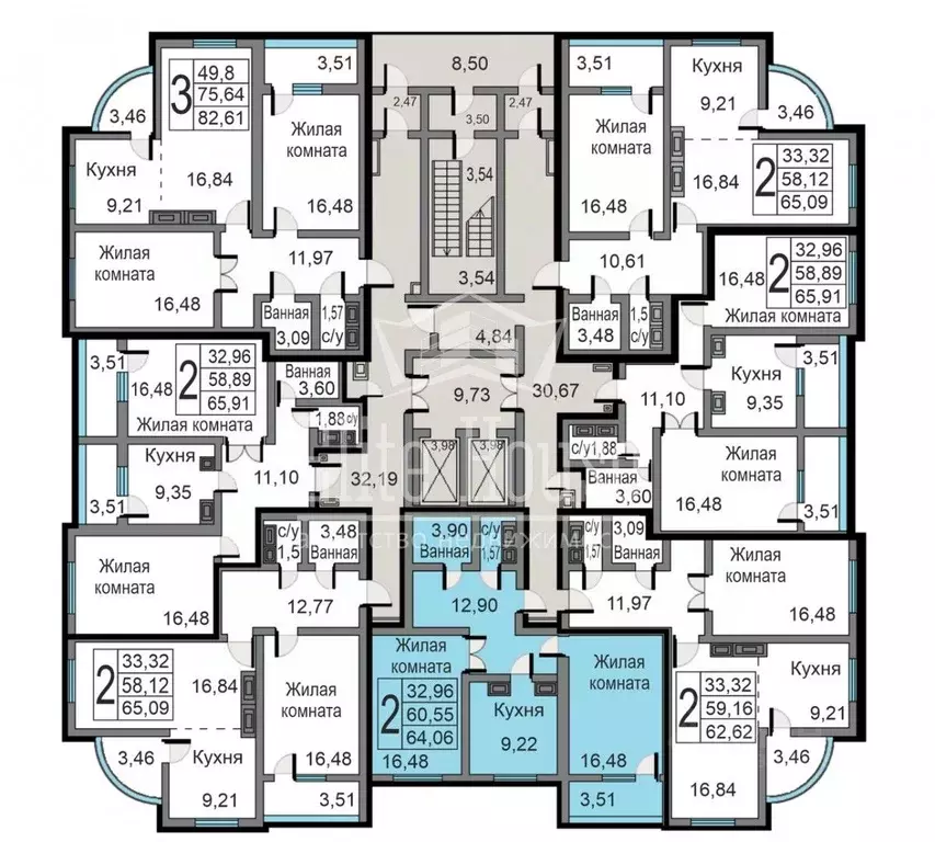 2-к кв. Калужская область, Калуга ул. Минская, 23к1 (64.0 м) - Фото 2