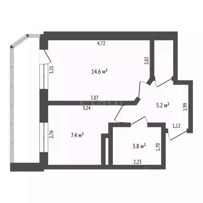 1-к кв. Амурская область, Благовещенск Новая ул., 11 (35.7 м) - Фото 2
