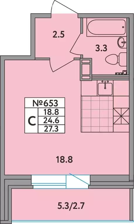 Квартира-студия: Новое Девяткино, Главная улица, 2 (27.3 м) - Фото 1