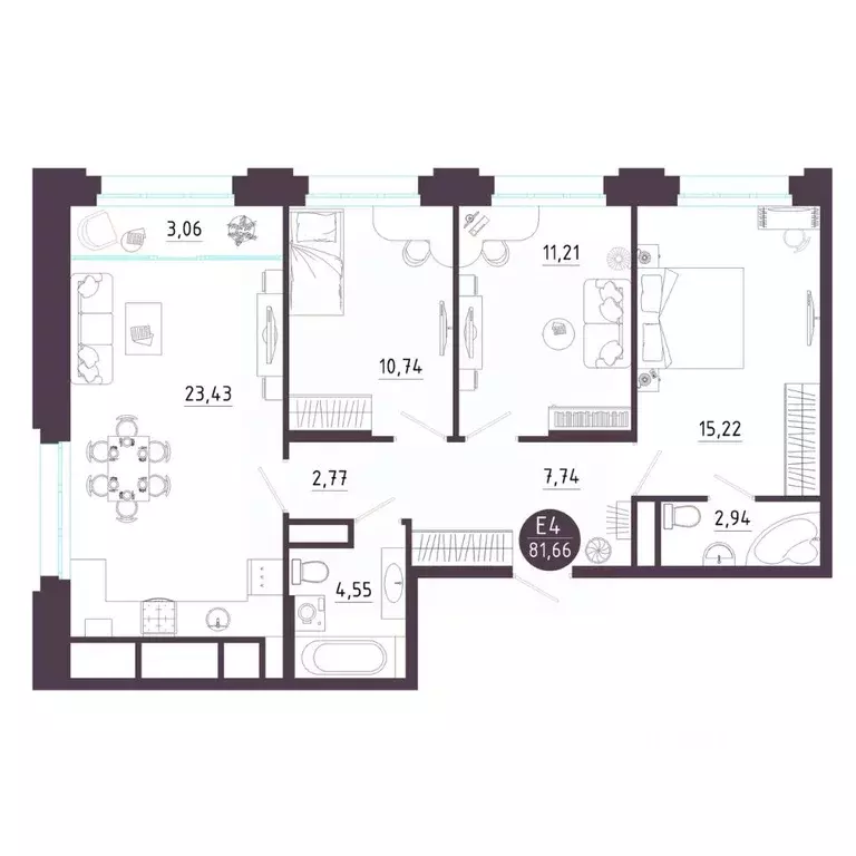 3-к кв. Рязанская область, Рязань Московское ш. (81.66 м) - Фото 1
