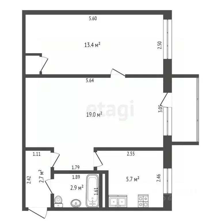 2-к кв. Нижегородская область, Выкса Гоголя мкр, 26 (44.3 м) - Фото 1