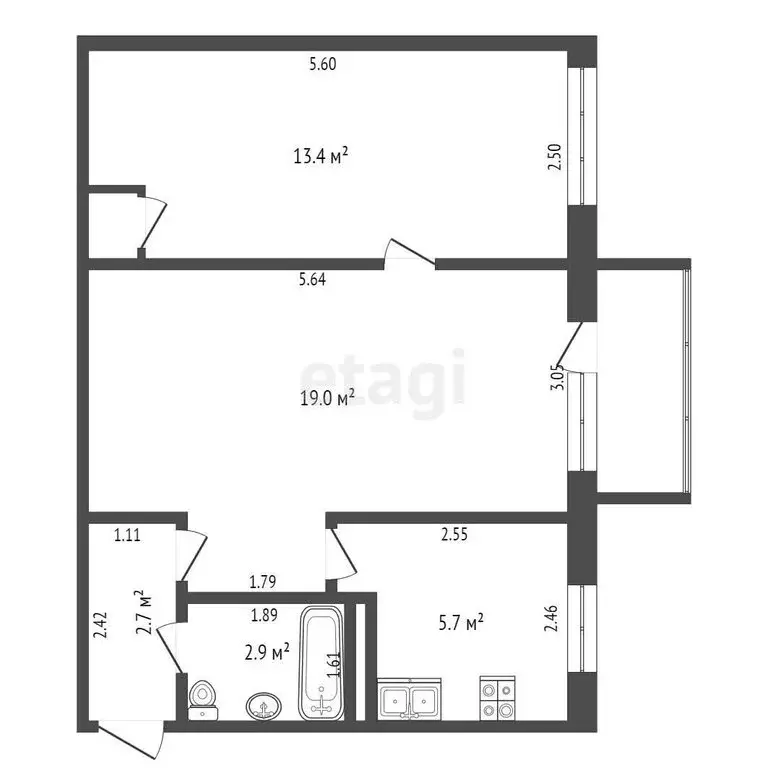 2-комнатная квартира: Выкса, микрорайон Гоголя, 26 (44.3 м) - Фото 0