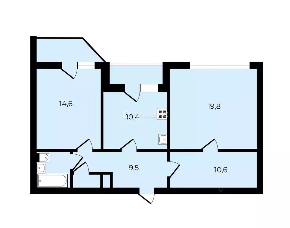 3-к кв. Москва ул. Александра Невского, 1 (71.0 м) - Фото 2