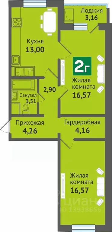 2-к кв. Марий Эл, Медведево городское поселение, Медведево пгт ул. ... - Фото 0