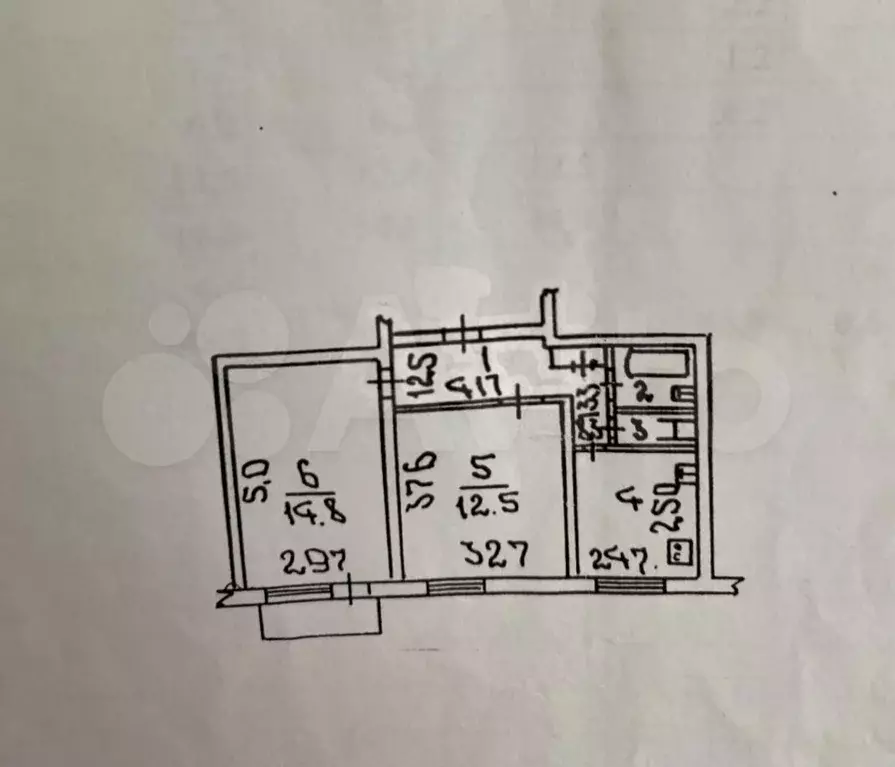 2-к. квартира, 43,7 м, 3/5 эт. - Фото 0