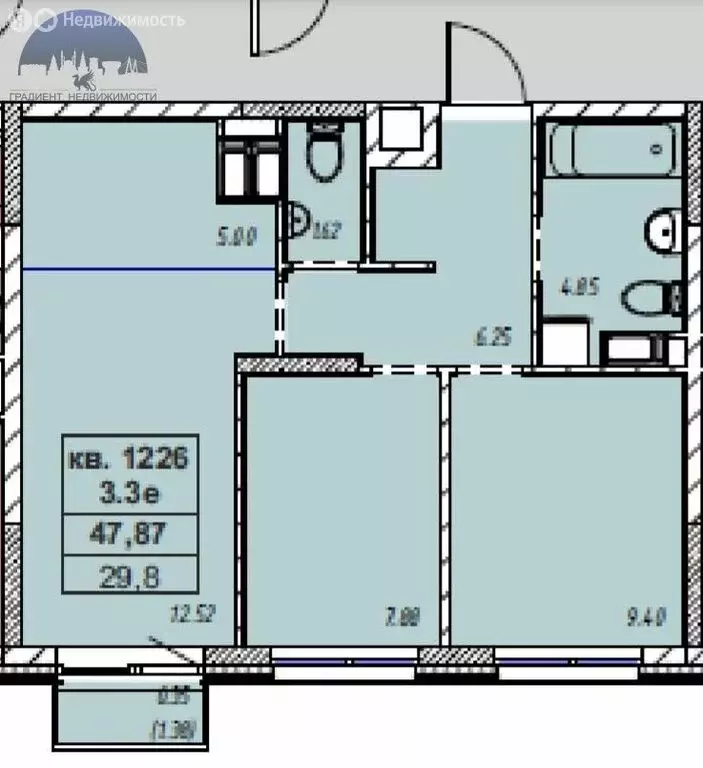 3-комнатная квартира: Казань, улица Братьев Батталовых (47.87 м) - Фото 0