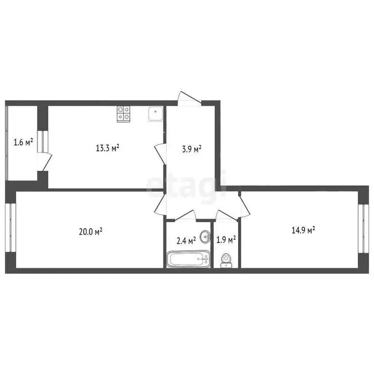 2-комнатная квартира: Стерлитамак, улица Тукаева, 14А (56.5 м) - Фото 1