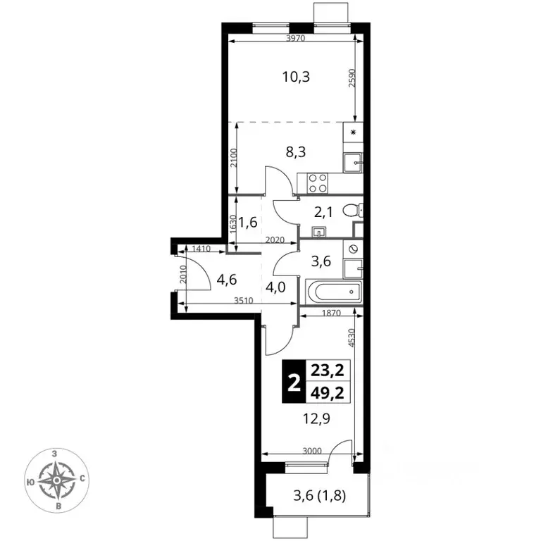 2-к кв. Московская область, Химки Подрезково мкр, 1-й Шереметьевский ... - Фото 1
