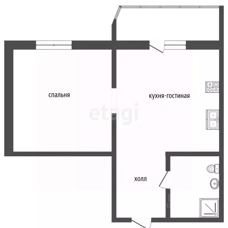 Студия Ростовская область, Ростов-на-Дону пер. Андреева, 15А (26.8 м) - Фото 2