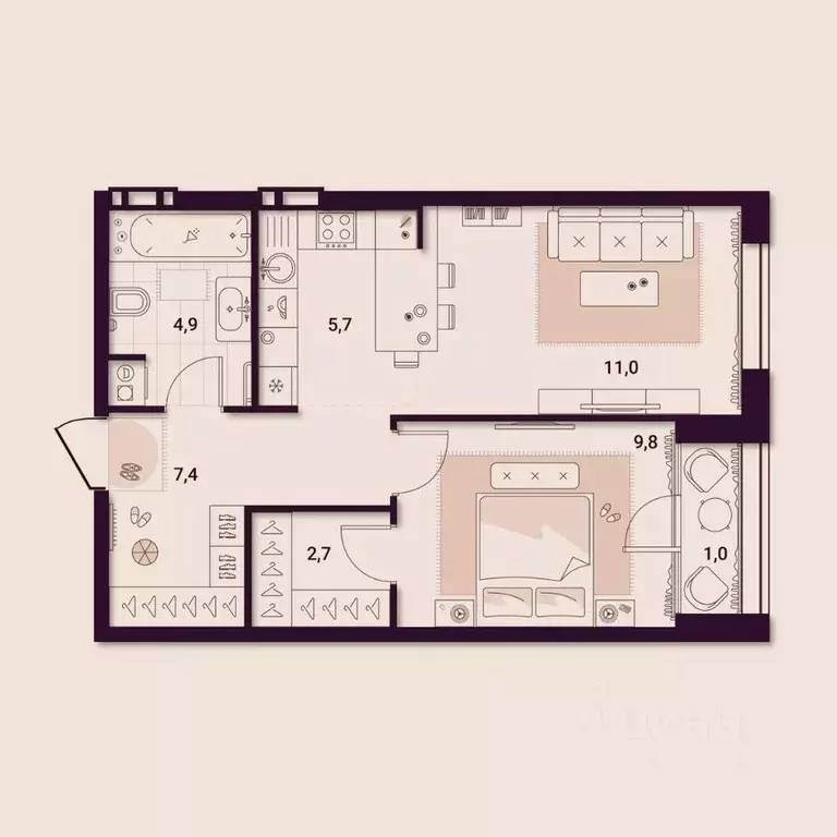 1-к кв. Приморский край, Артем ул. Куйбышева, 11А (42.52 м) - Фото 1