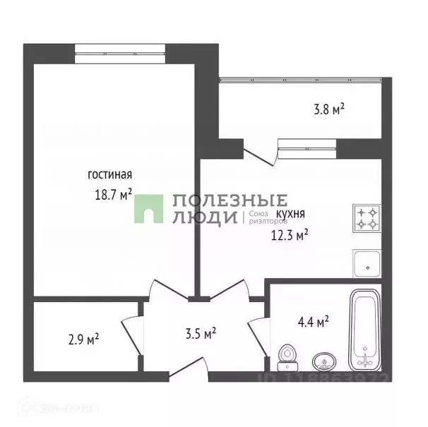 1-к кв. Красноярский край, Красноярск ул. Авиаторов, 21 (43.4 м) - Фото 2