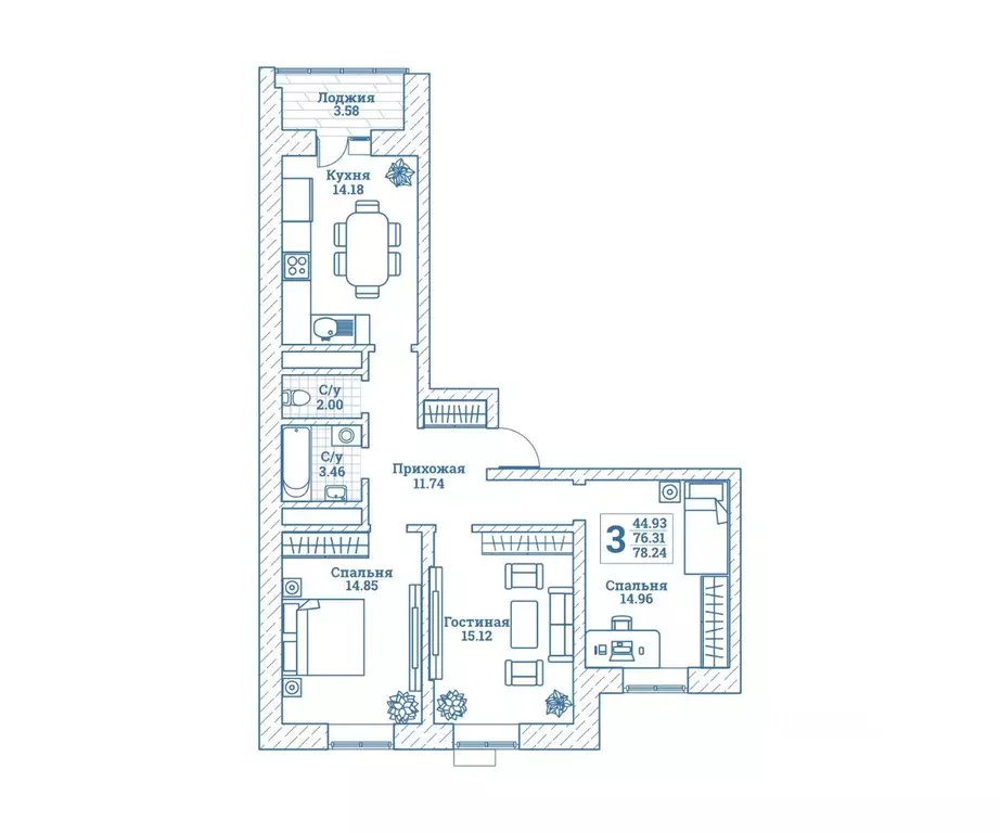 3-к кв. Московская область, Щелково городской округ, Монино пгт ул. ... - Фото 1