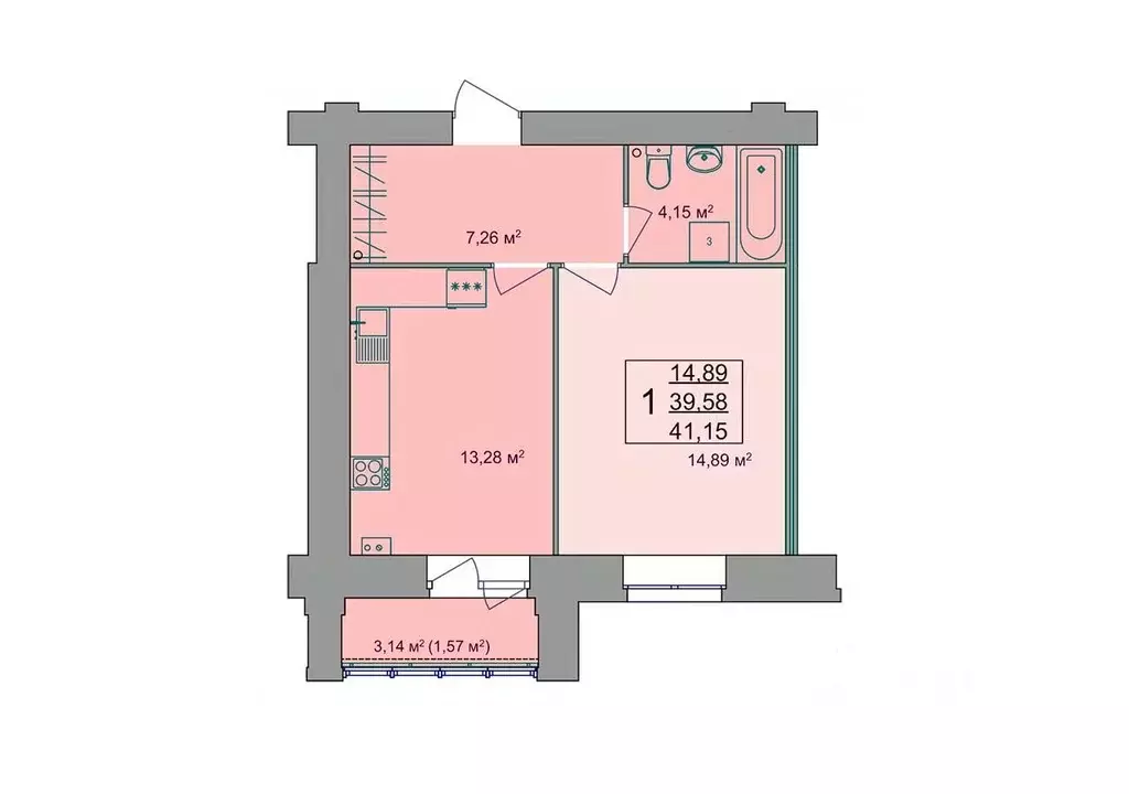 1-к кв. Костромская область, Кострома Привокзальная ул., 12 (41.65 м) - Фото 1