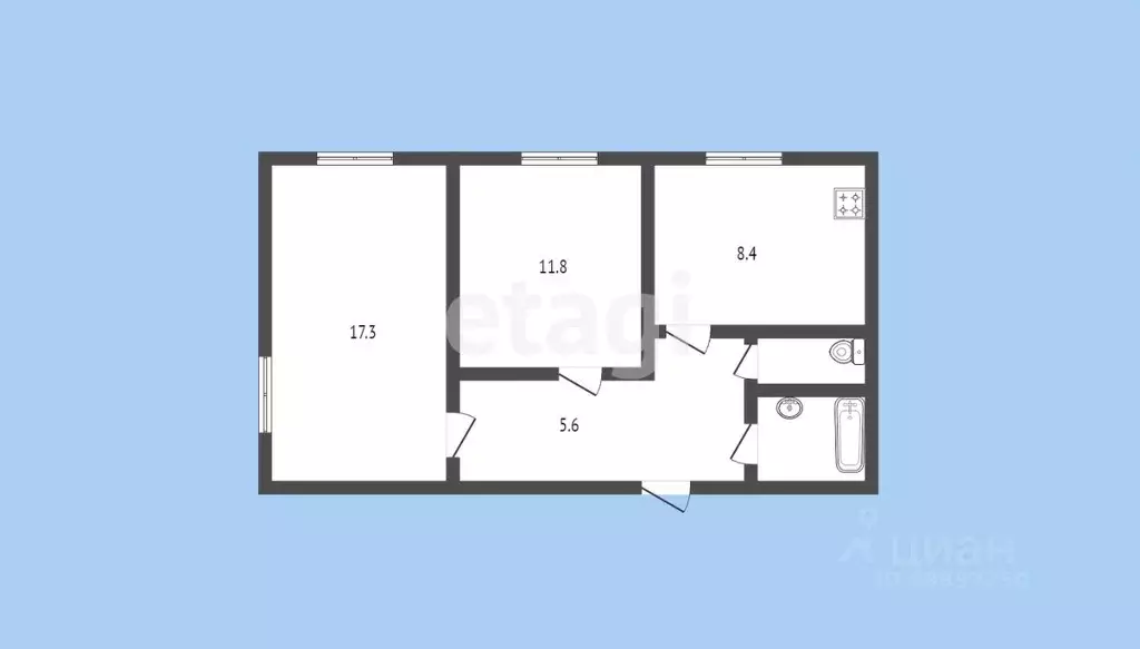 2-к кв. Карачаево-Черкесия, Черкесск Октябрьская ул., 342 (51.0 м) - Фото 1