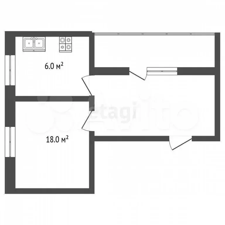 1-к. квартира, 31,4 м, 5/5 эт. - Фото 0