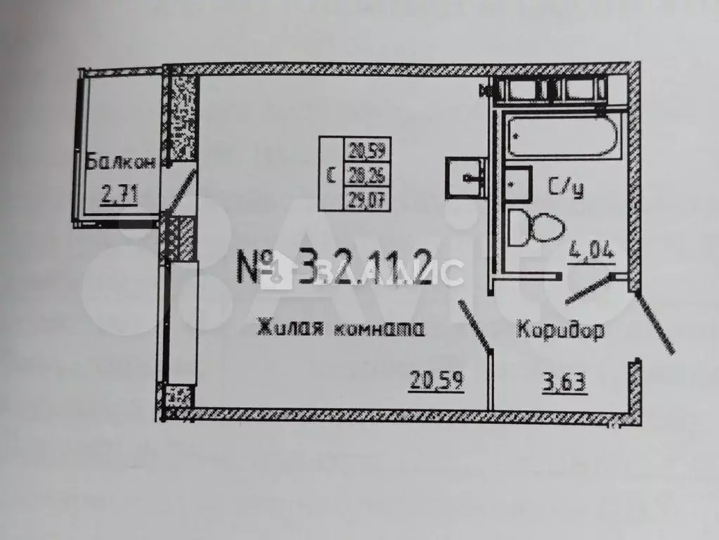 Квартира-студия, 28,3 м, 11/12 эт. - Фото 0