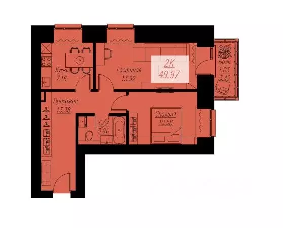 1-к кв. Красноярский край, Красноярск Семафорная ул. (49.97 м) - Фото 1