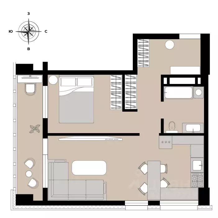 2-к кв. Приморский край, Владивосток Енисейская ул. (46.91 м) - Фото 2