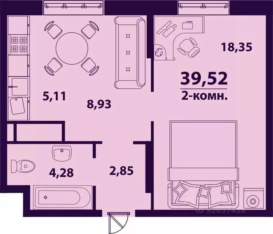2-к кв. Ульяновская область, Ульяновск ул. Врача Михайлова (39.52 м) - Фото 1
