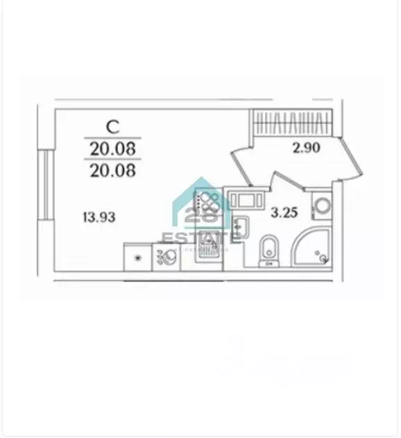 Студия Санкт-Петербург ул. Тамбасова, 3к1 (20.08 м) - Фото 2