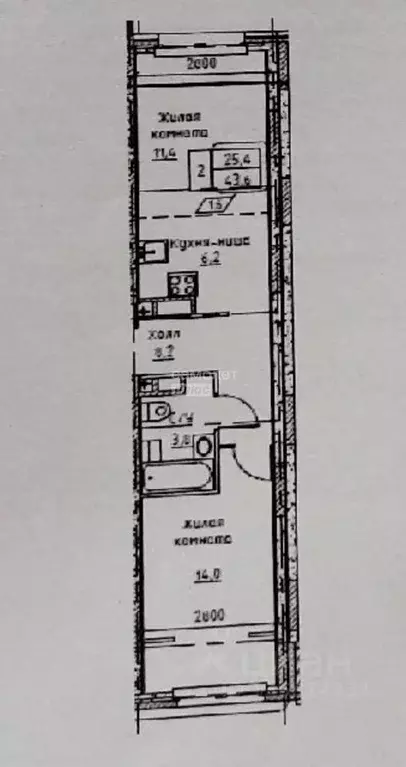 2-к кв. Пермский край, Пермь ул. Сапфирная, 13 (43.6 м) - Фото 2