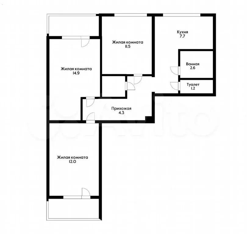 3-к. квартира, 65 м, 7/9 эт. - Фото 0