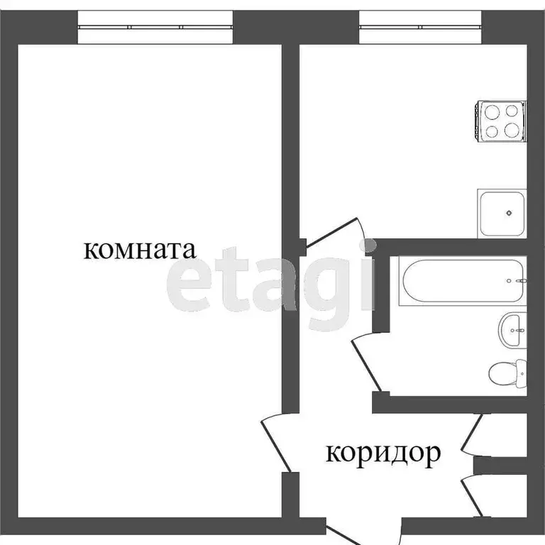 Квартира, 1 комната, 30.1 м - Фото 0